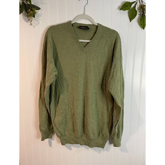 Rodd & Gunn Mens Green Wool/Cashmere Blend V-Neck Sweater L - Picture 1 of 10